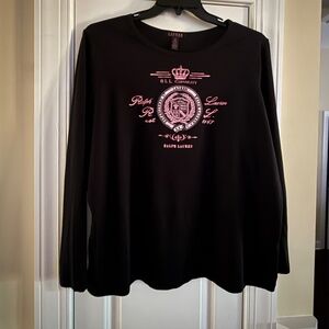 LRL Black and Pink long sleeve top w/embroidered logo.  Size 2X